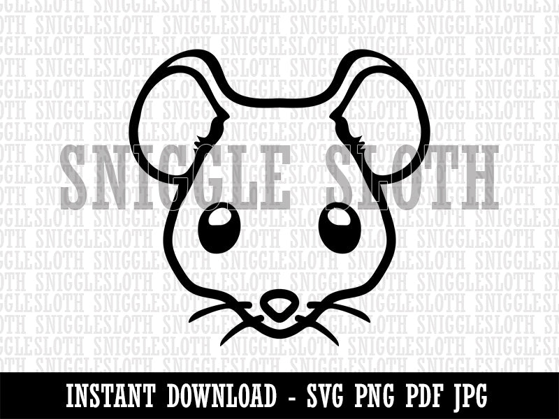 Cute Mouse Face Clipart Digital Download SVG PNG JPG PDF Cut Files